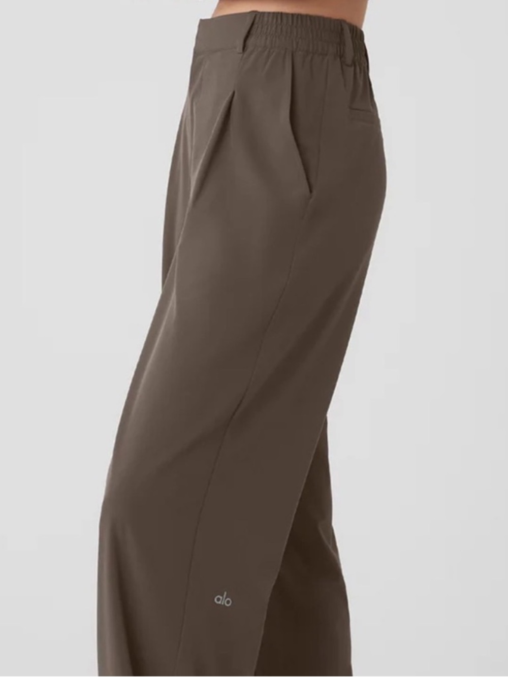 Alo High Waist Pursuit Wide Leg Trousers in Espresso - Picture 3 of 10